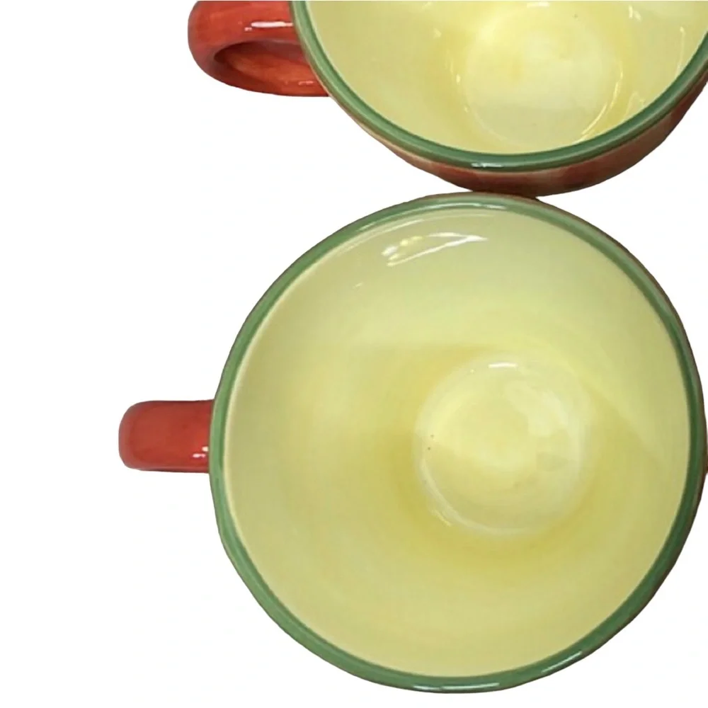 Pfaltzgraff Napoli Pattern Mugs Coffee Cups Yellow & Orange Stoneware